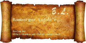 Bamberger Lotár névjegykártya